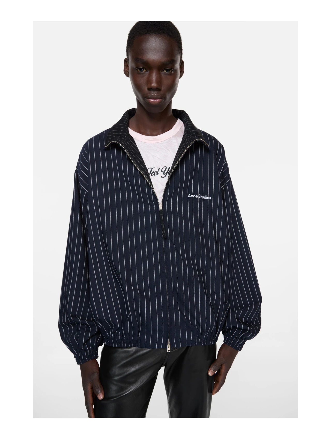 Acne Studios Navy / White Striped Zip Jacket