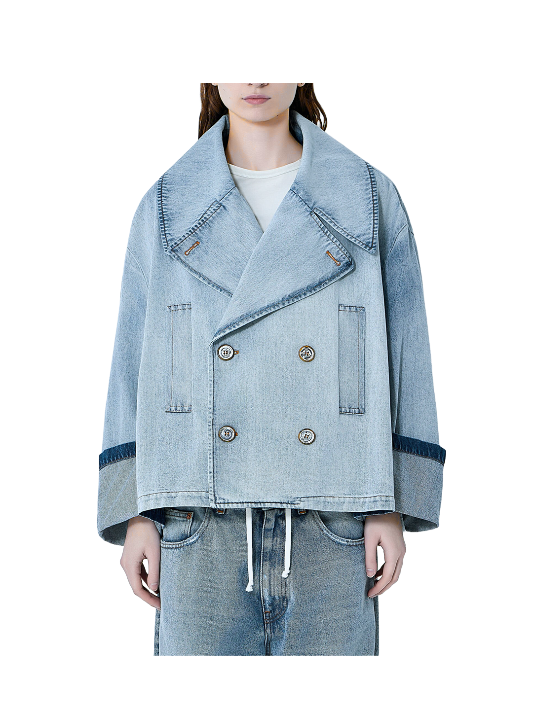 MM6 Oversized Denim Peacoat