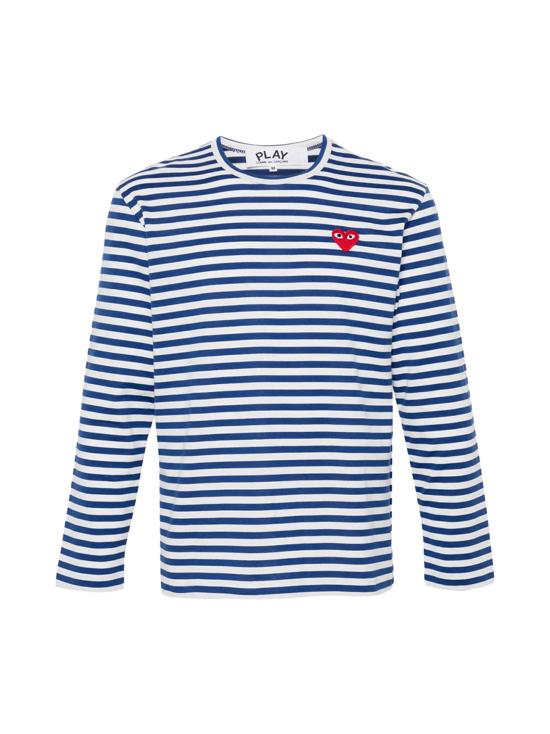 CDG PLAY Blue Stripe Logo Patch Longsleeve Shirt