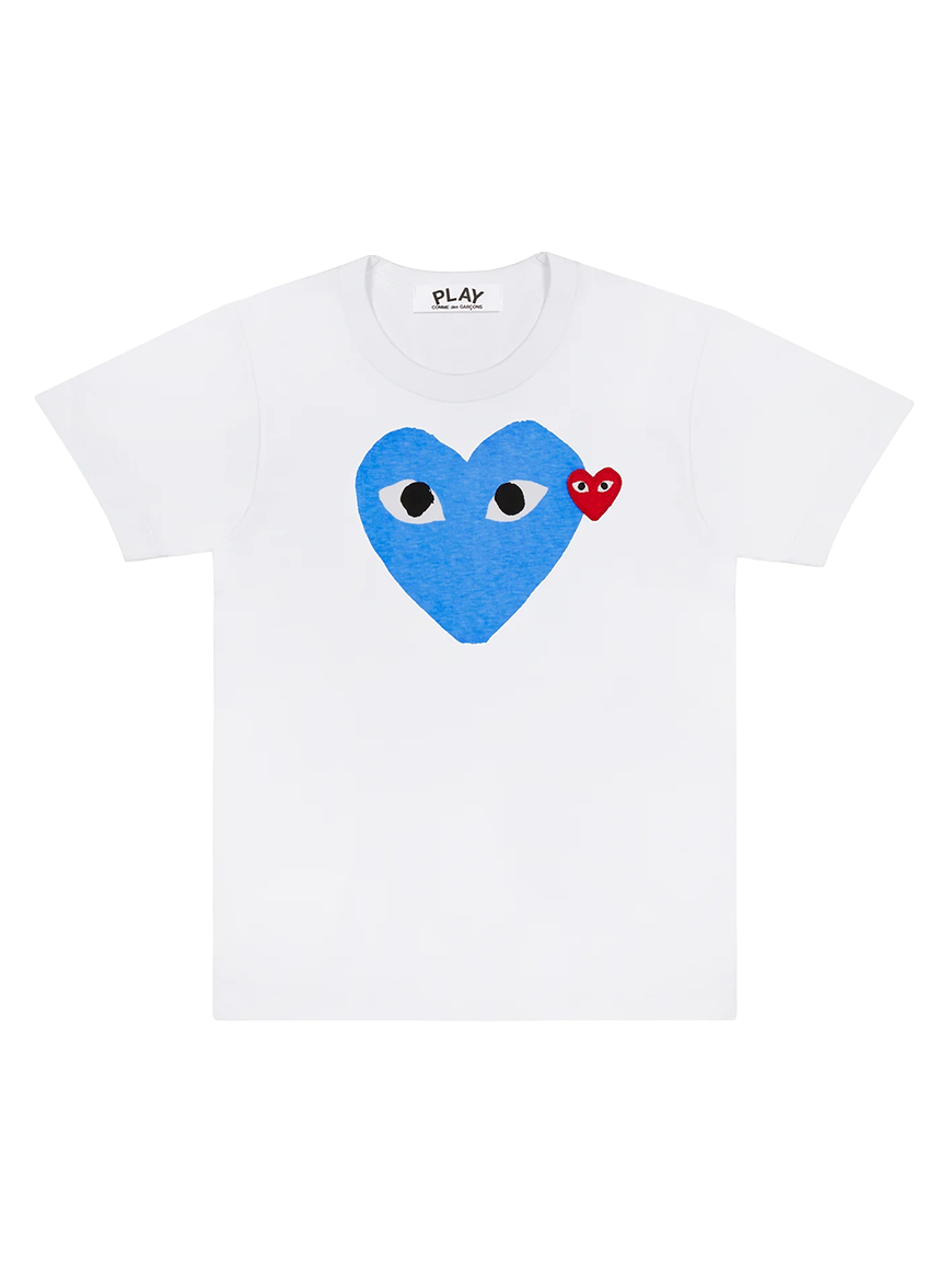 CDG PLAY Blue Double Heart T-Shirt