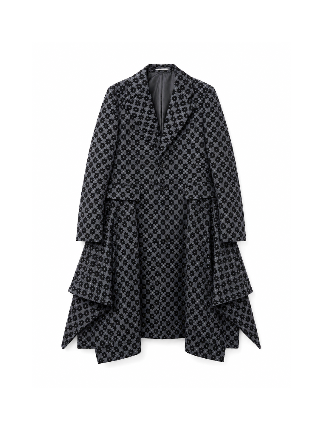 CDG Homme Plus Runway Navy Long Jacquard Coat