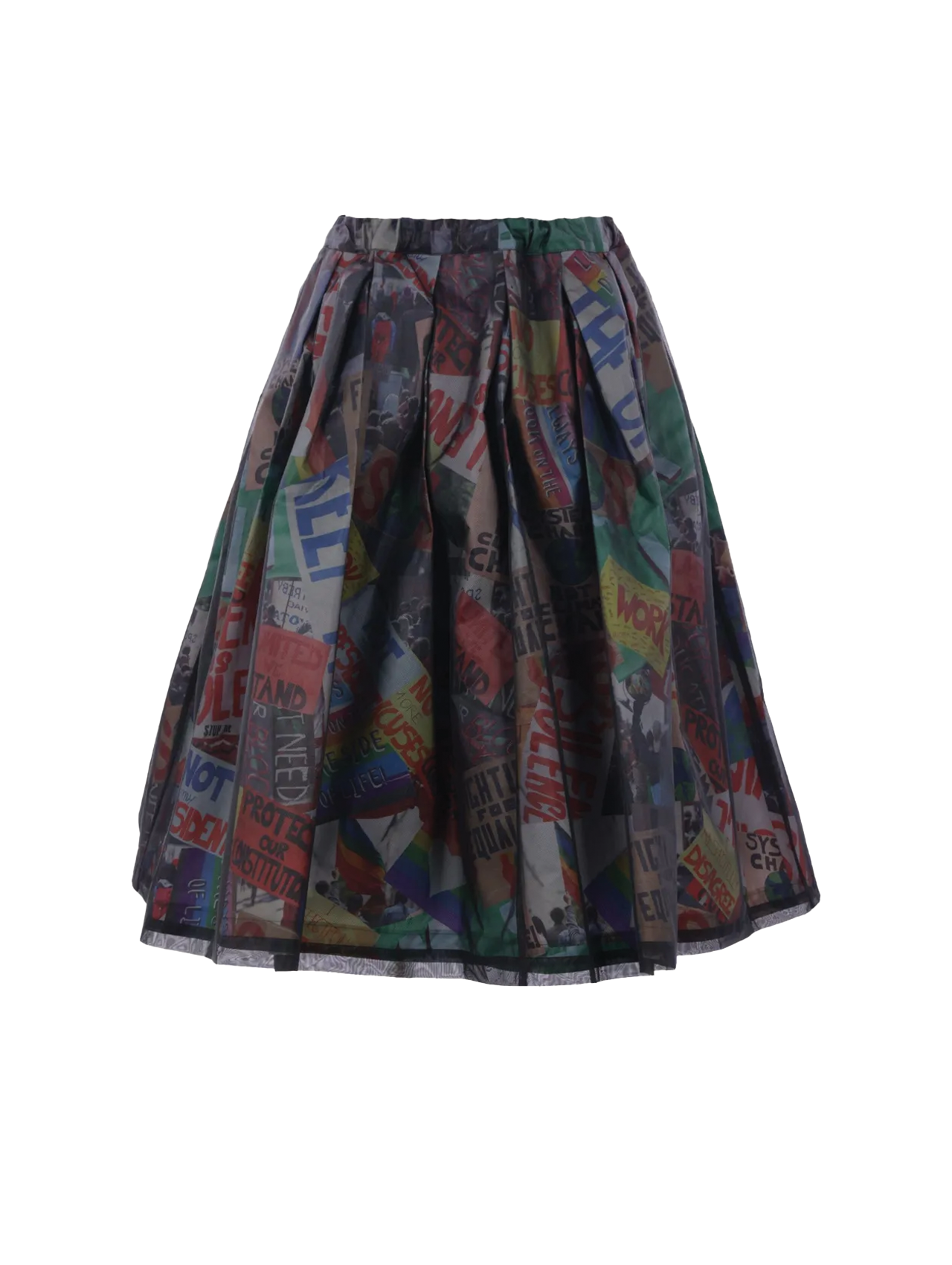 Comme Des Garçons Multi Printed Pleated Mesh Skirt