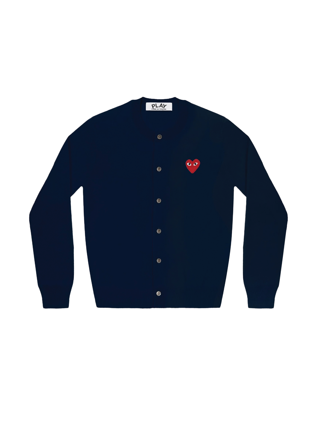 CDG PLAY Navy Round Neck Cardigan