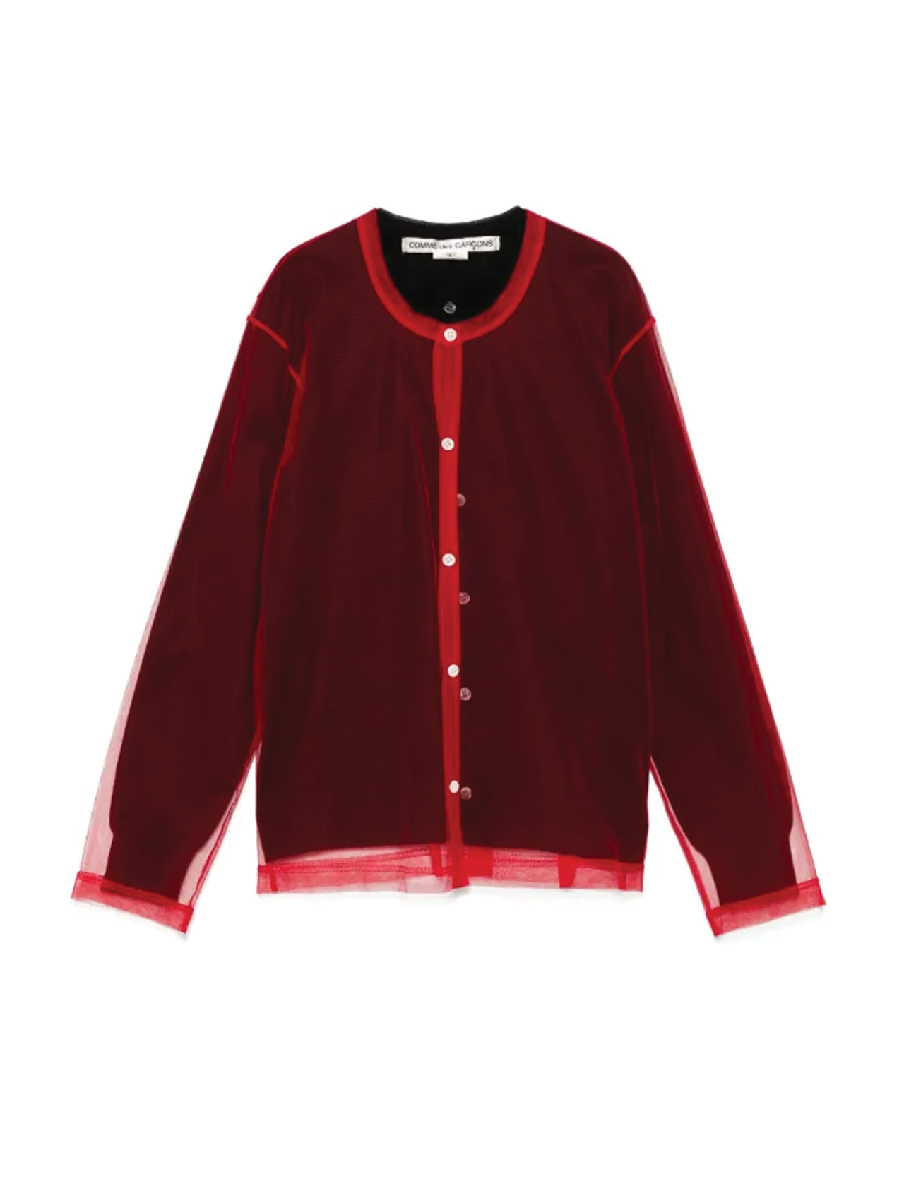 Comme Des Garçons Red Overlay-Mesh Cardigan