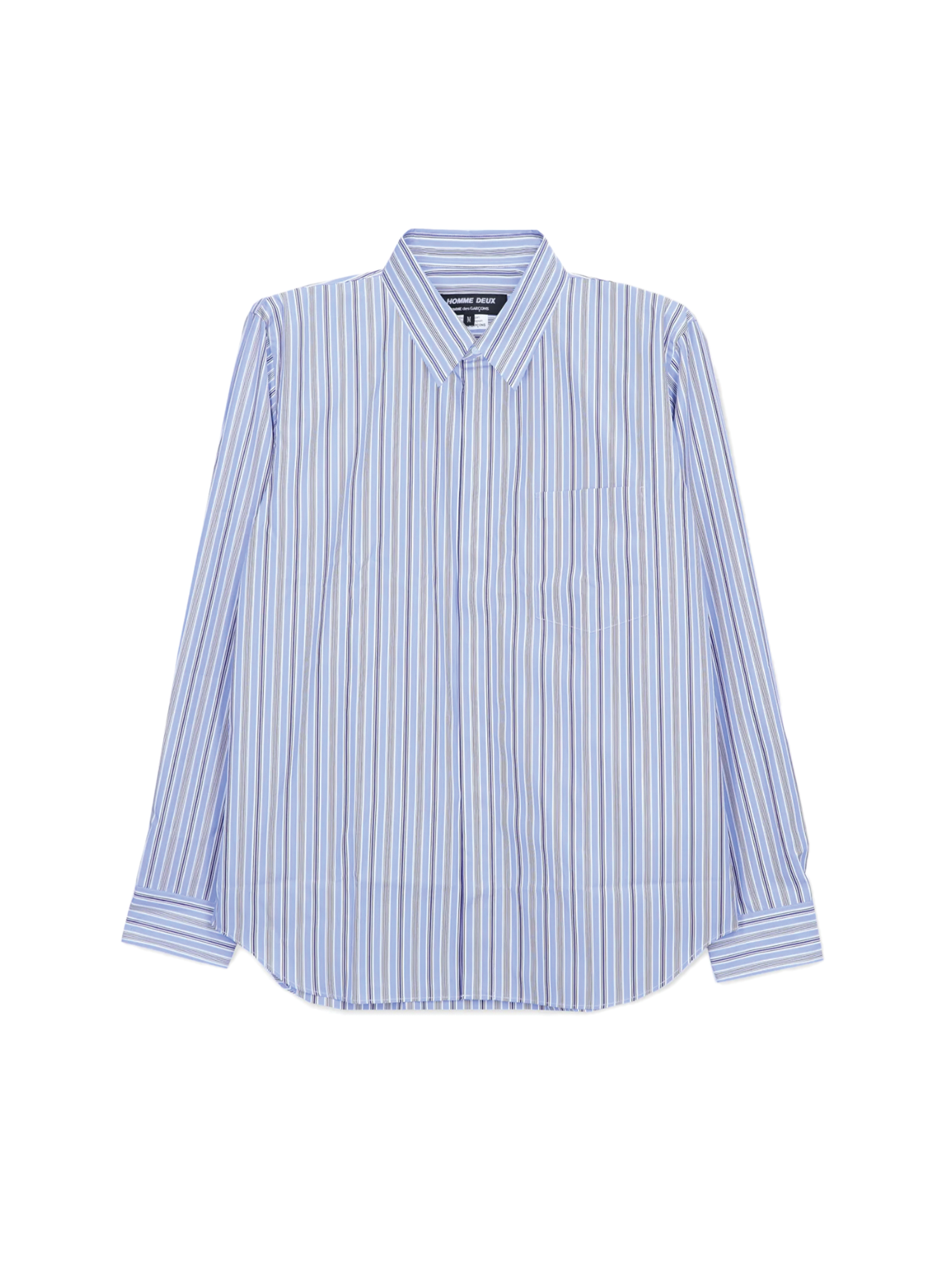 CDG Homme Deux Blue Striped Concealed Placket Shirt