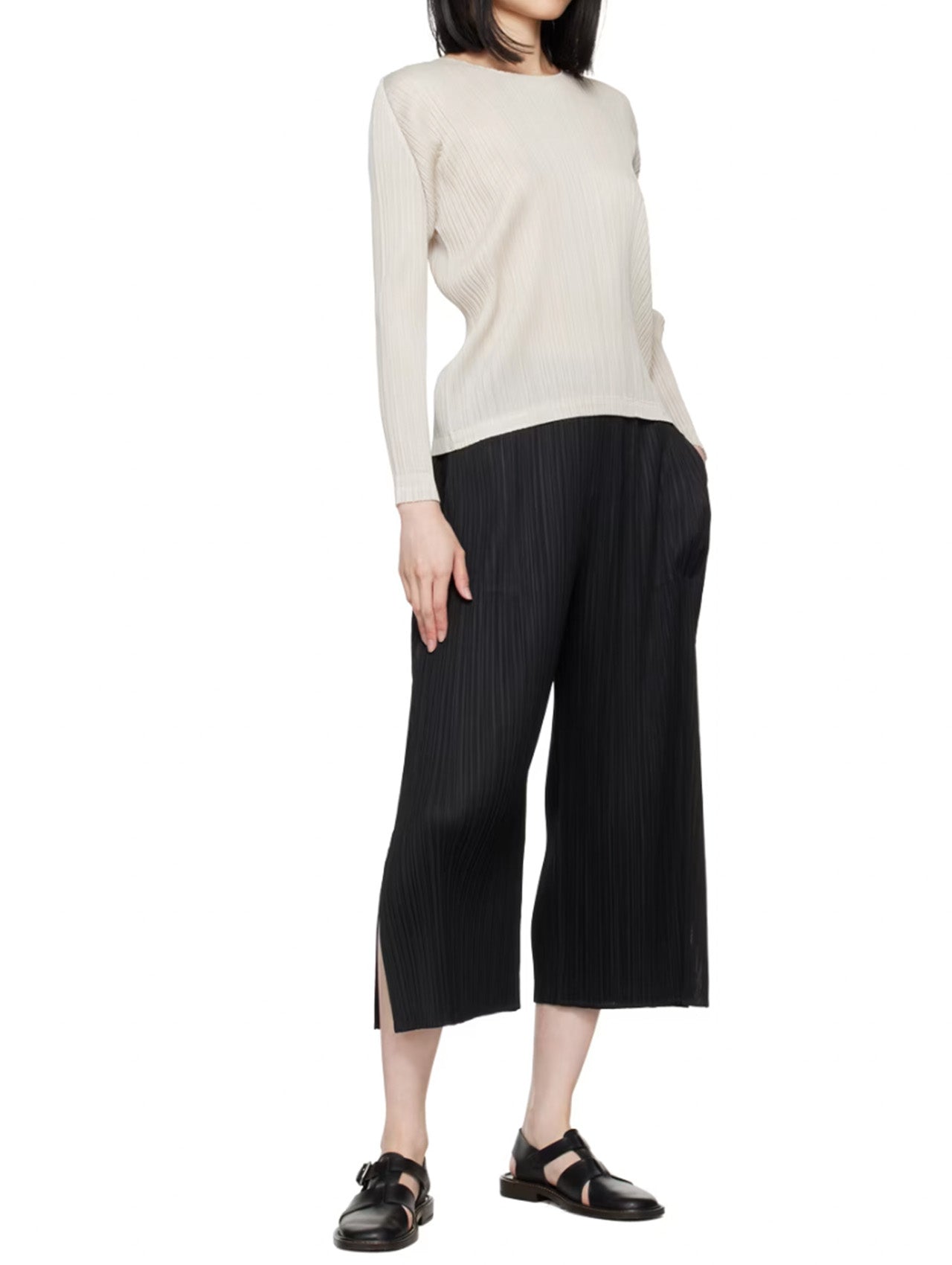 Pleats Please Issey Miyake Black Wide Leg Pants