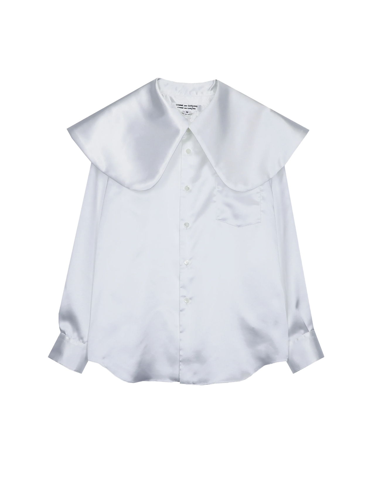 CDG CDG White Satin Cut Hem Blouse