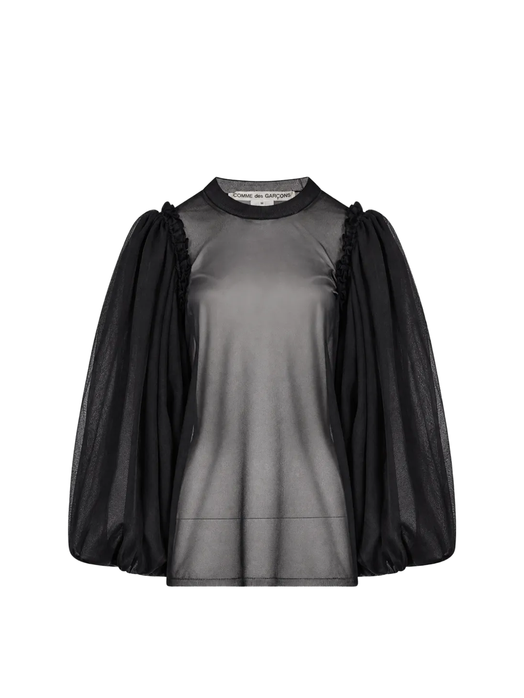 CDG Mainline Black Sheer Puff Sleeve Sweater