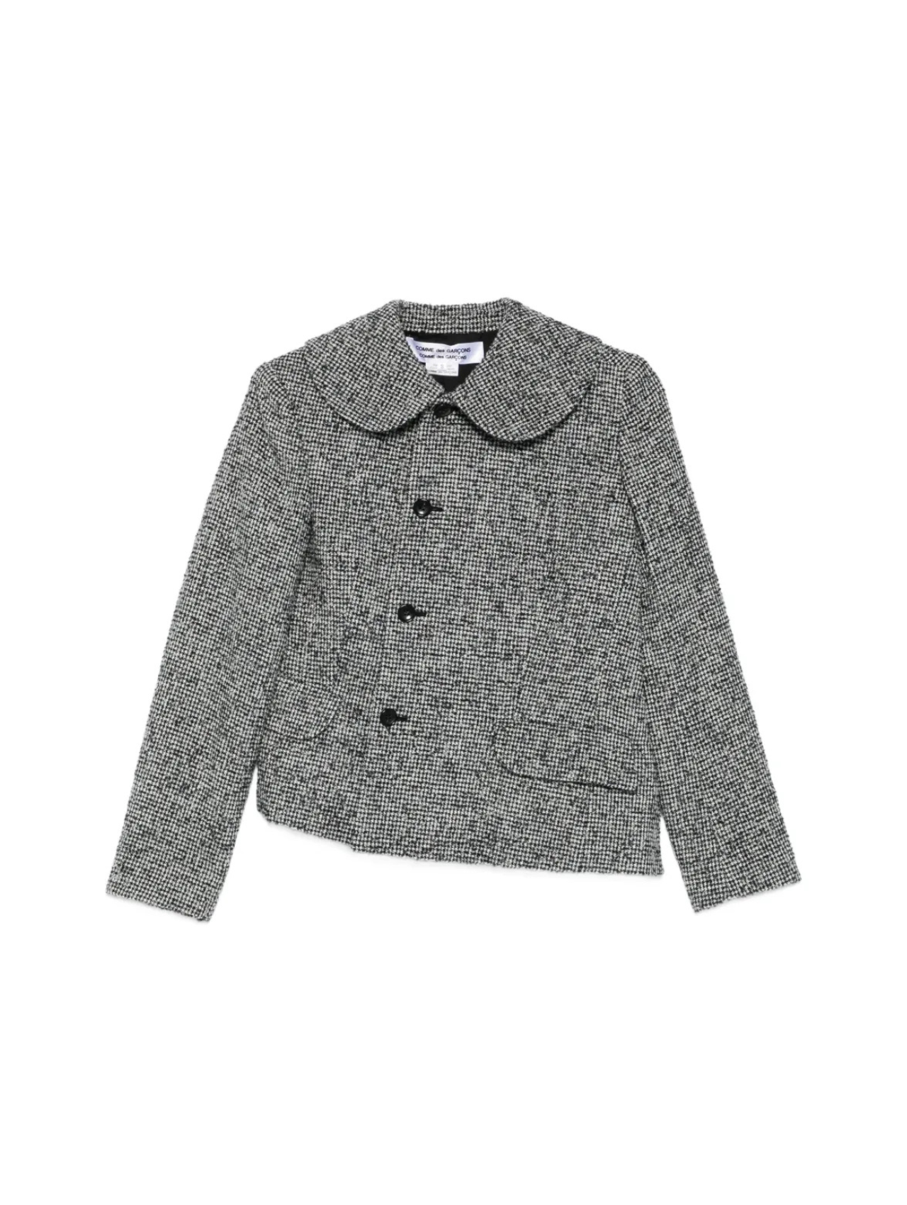 CDG CDG Black/Ecru Asymmetric Houndstooth Jacket