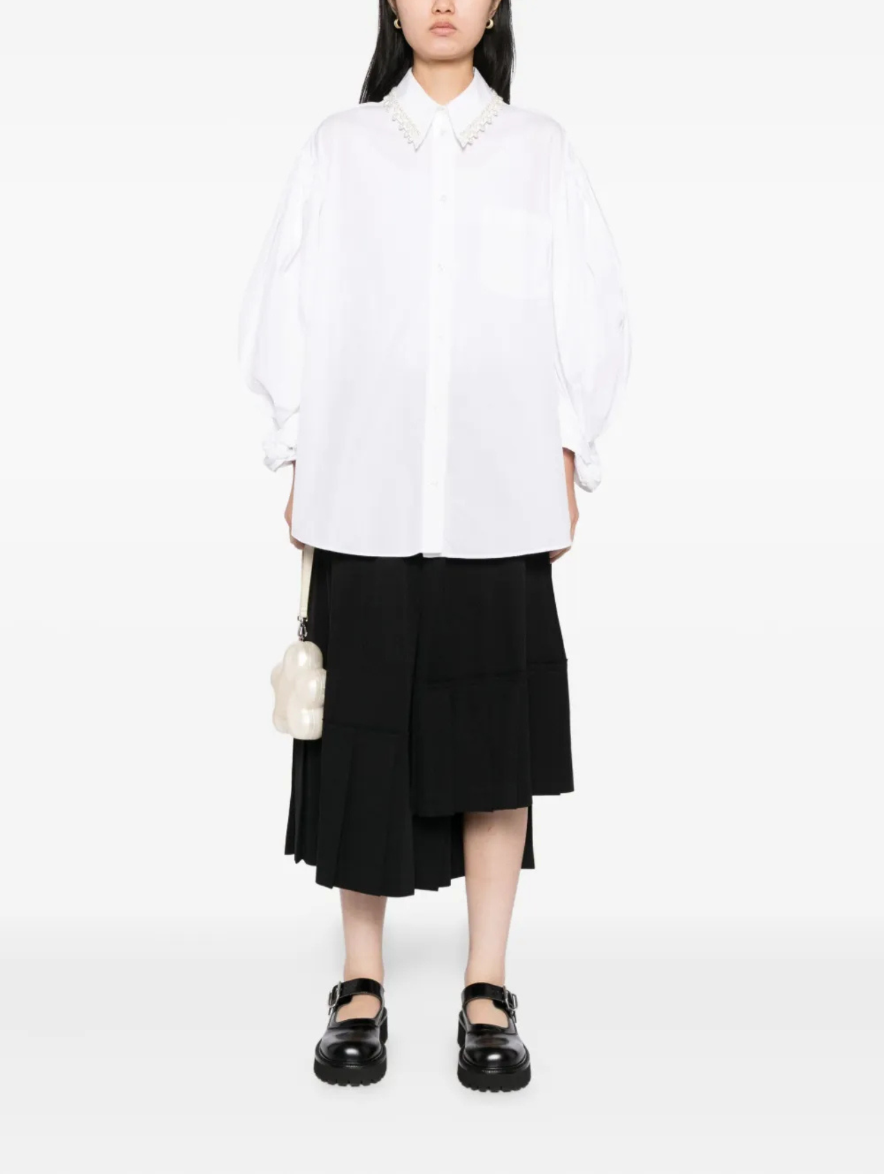 CDG CDG Black Asymmetric Pleated Skirt