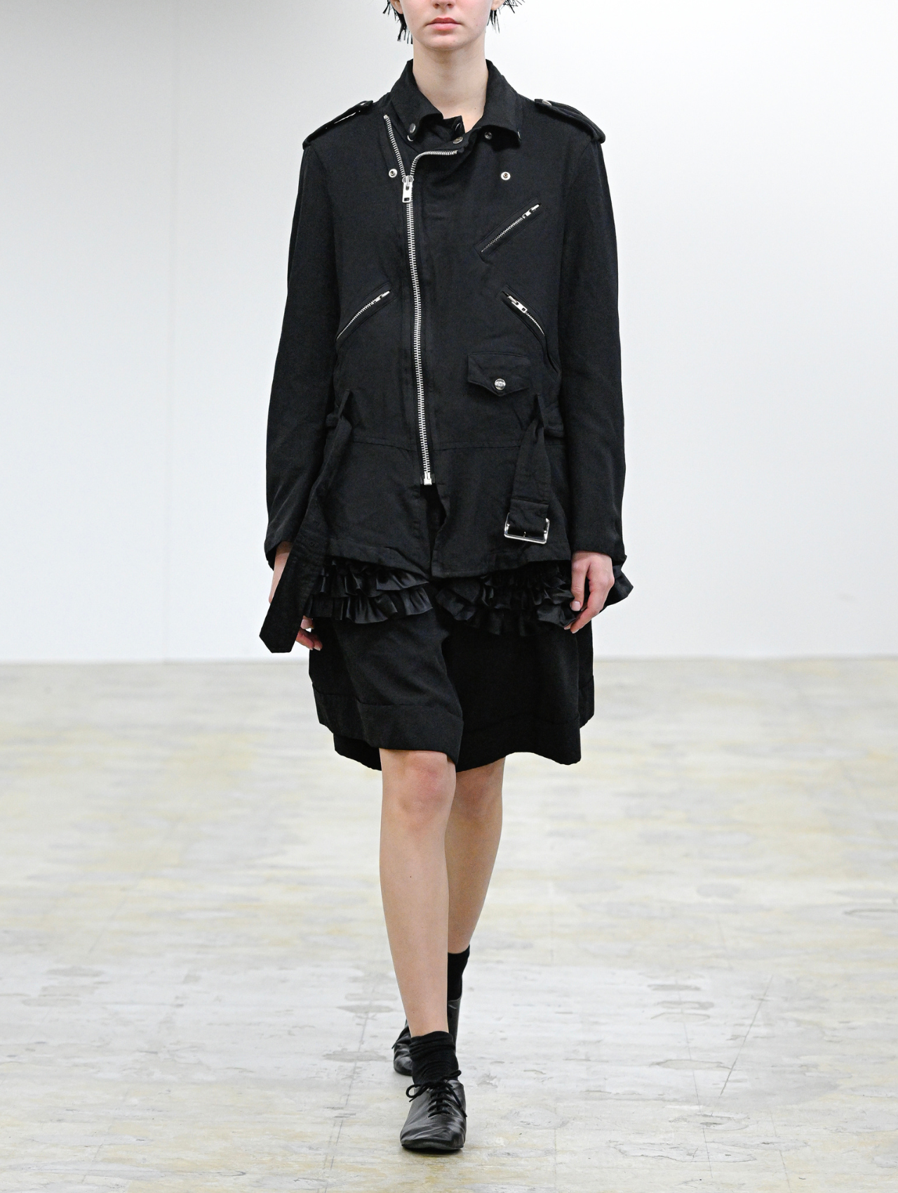 CDG CDG Black Under Frill Biker Jacket