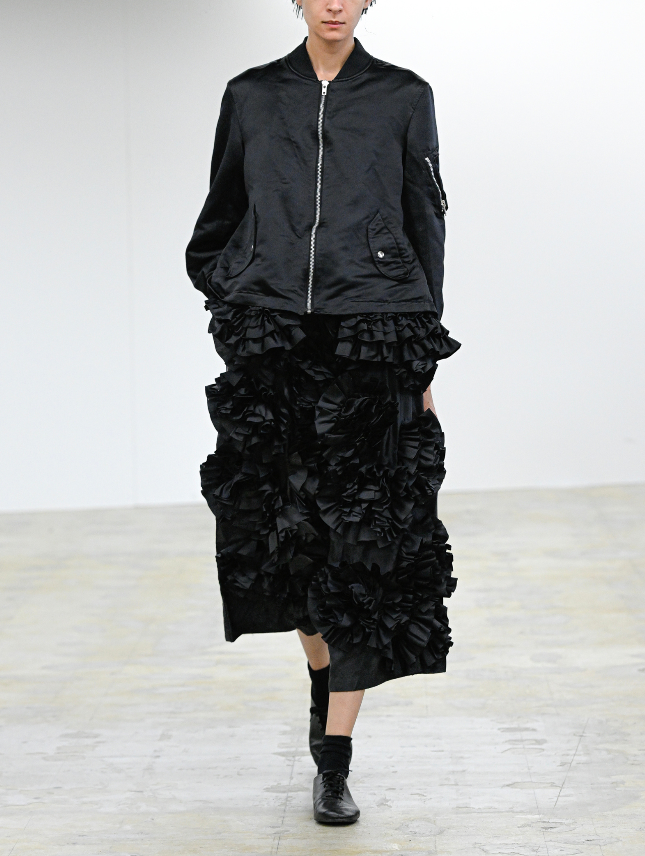 CDG CDG Black Under Frill Bomber Jacket