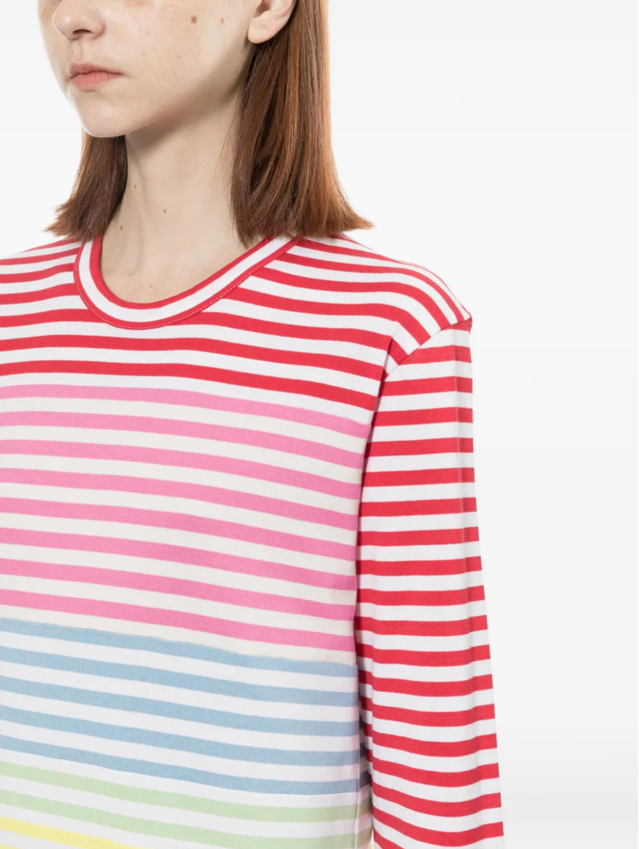 CDG CDG Red/White Patchwork Stripe Tshirt