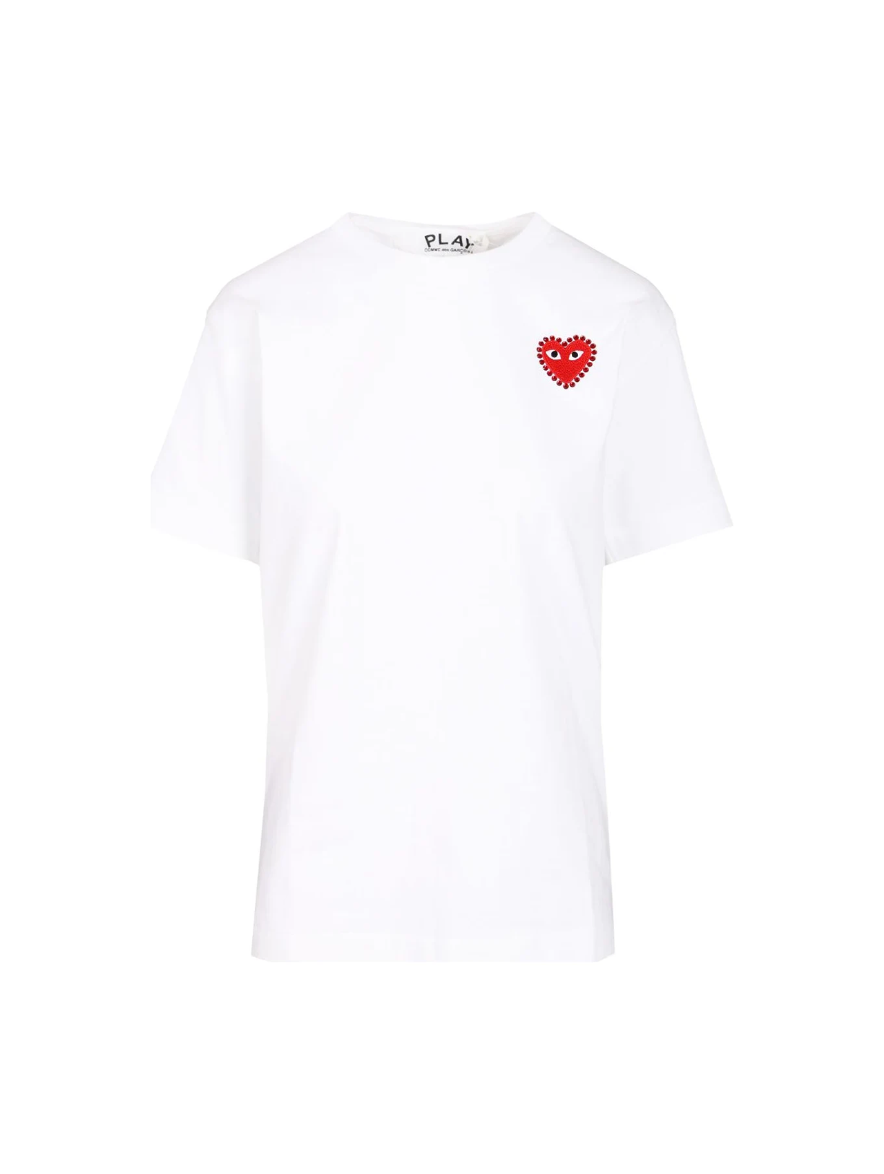 CDG PLAY White Rhinestone Emblem T-Shirt