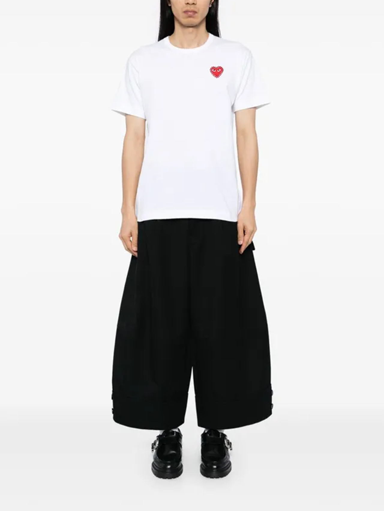 CDG PLAY White Rhinestone Emblem T-Shirt