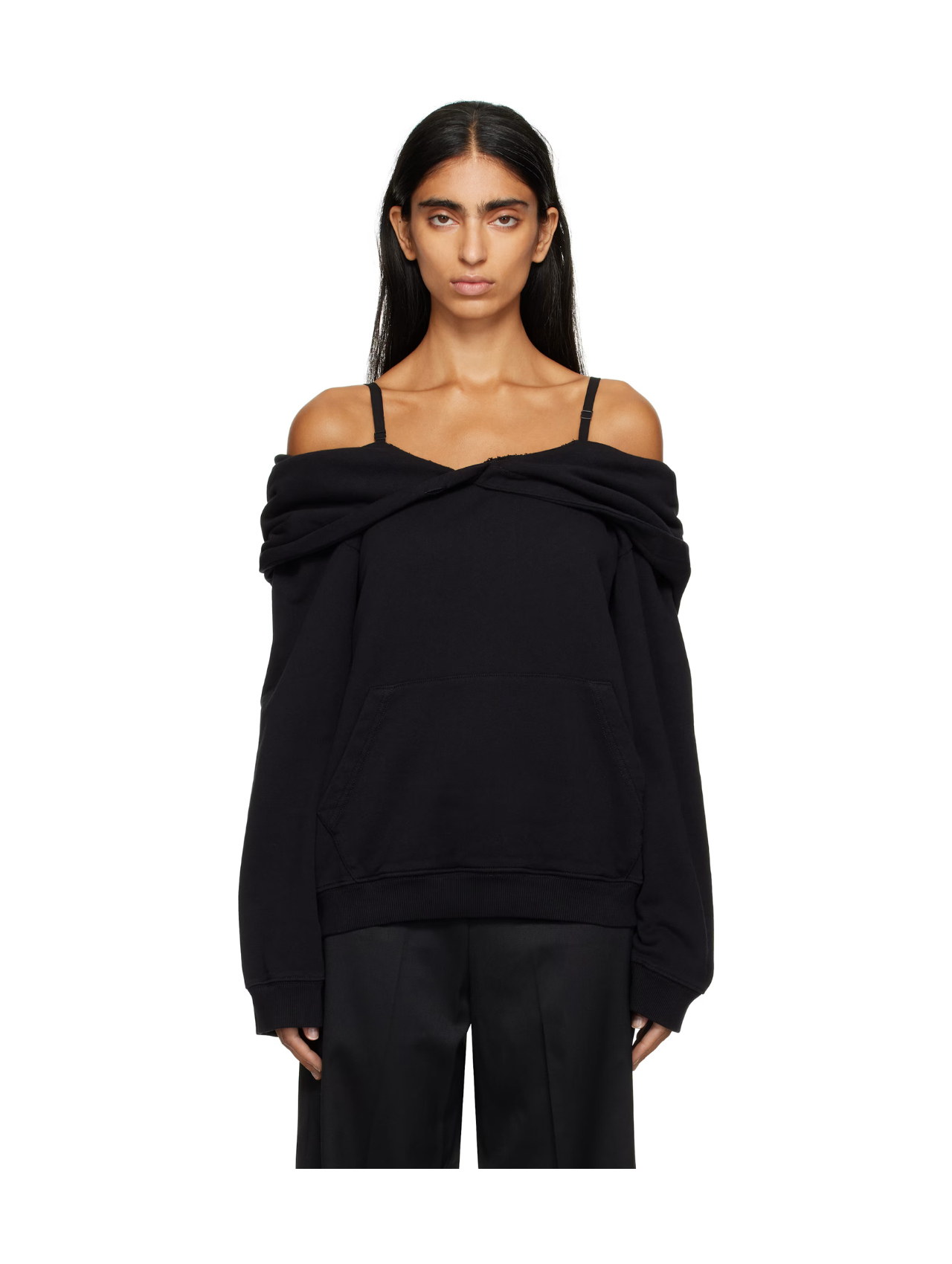 MM6 Black Big Hood Hoodie