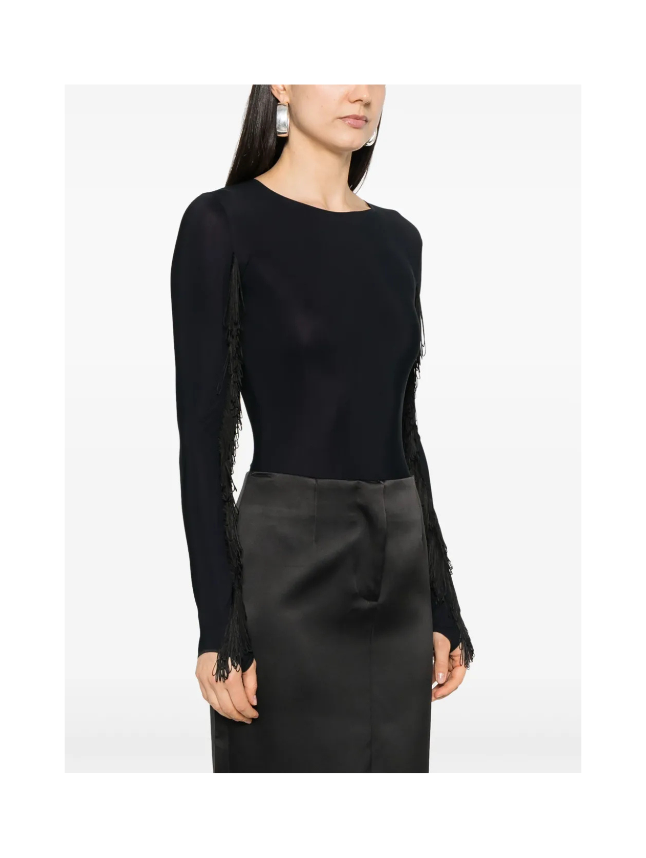 MM6 Black Fringe Bodysuit