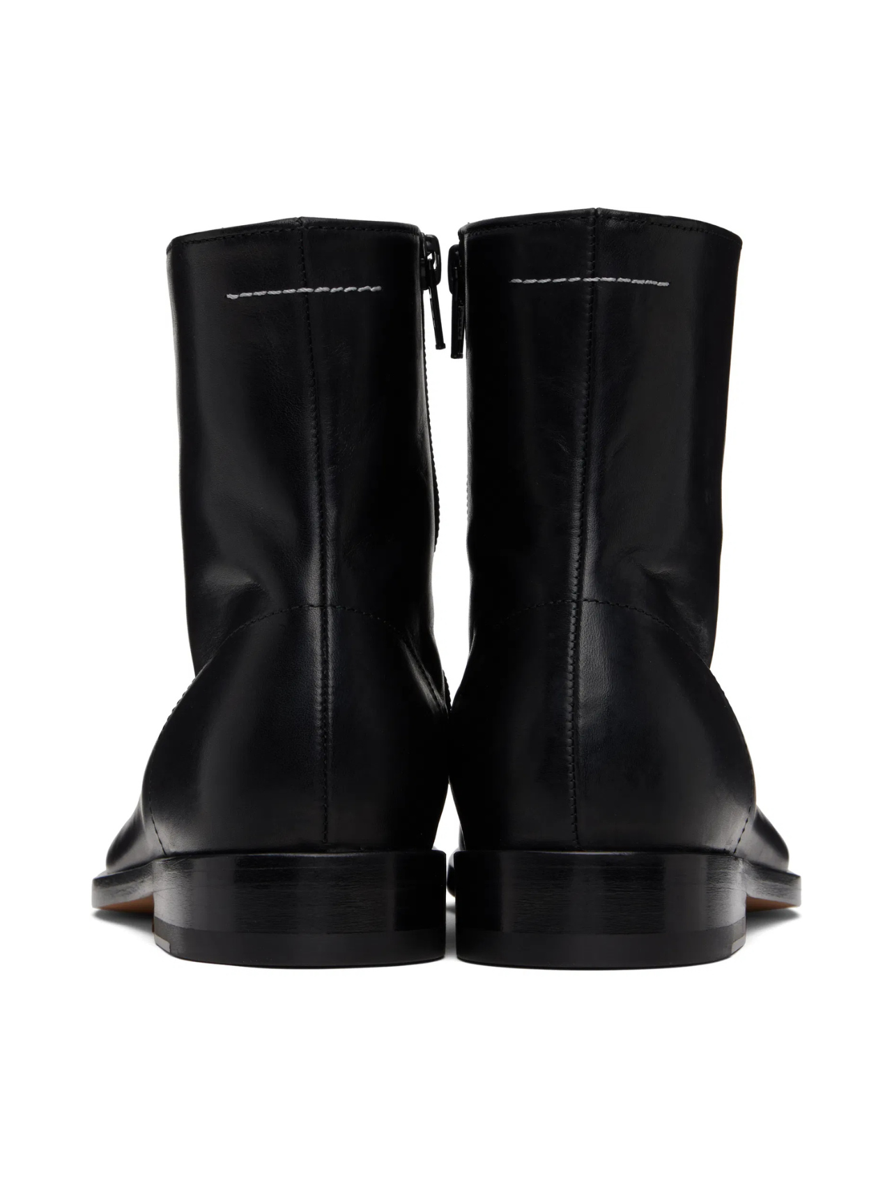 MM6 Black Vegetable Tanned Leather Trunk Boots