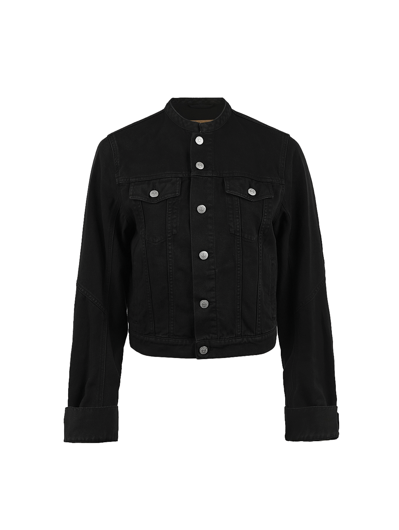 MM6 Black Collarless Denim Jacket