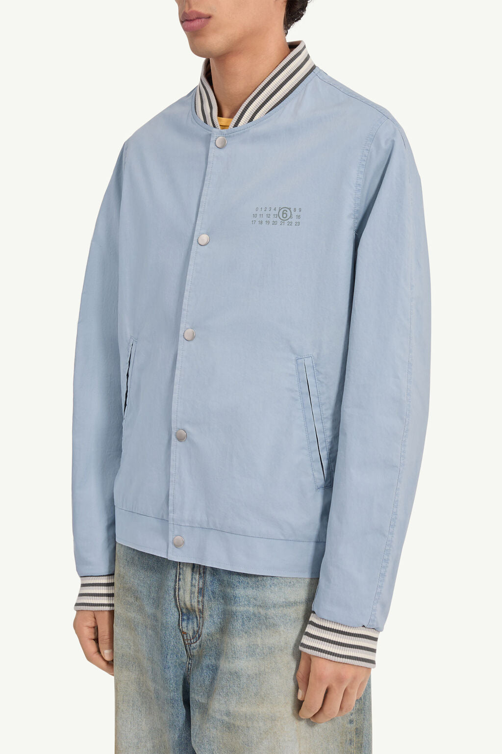 MM6 Blue Washed Cotton Varsity Jacket
