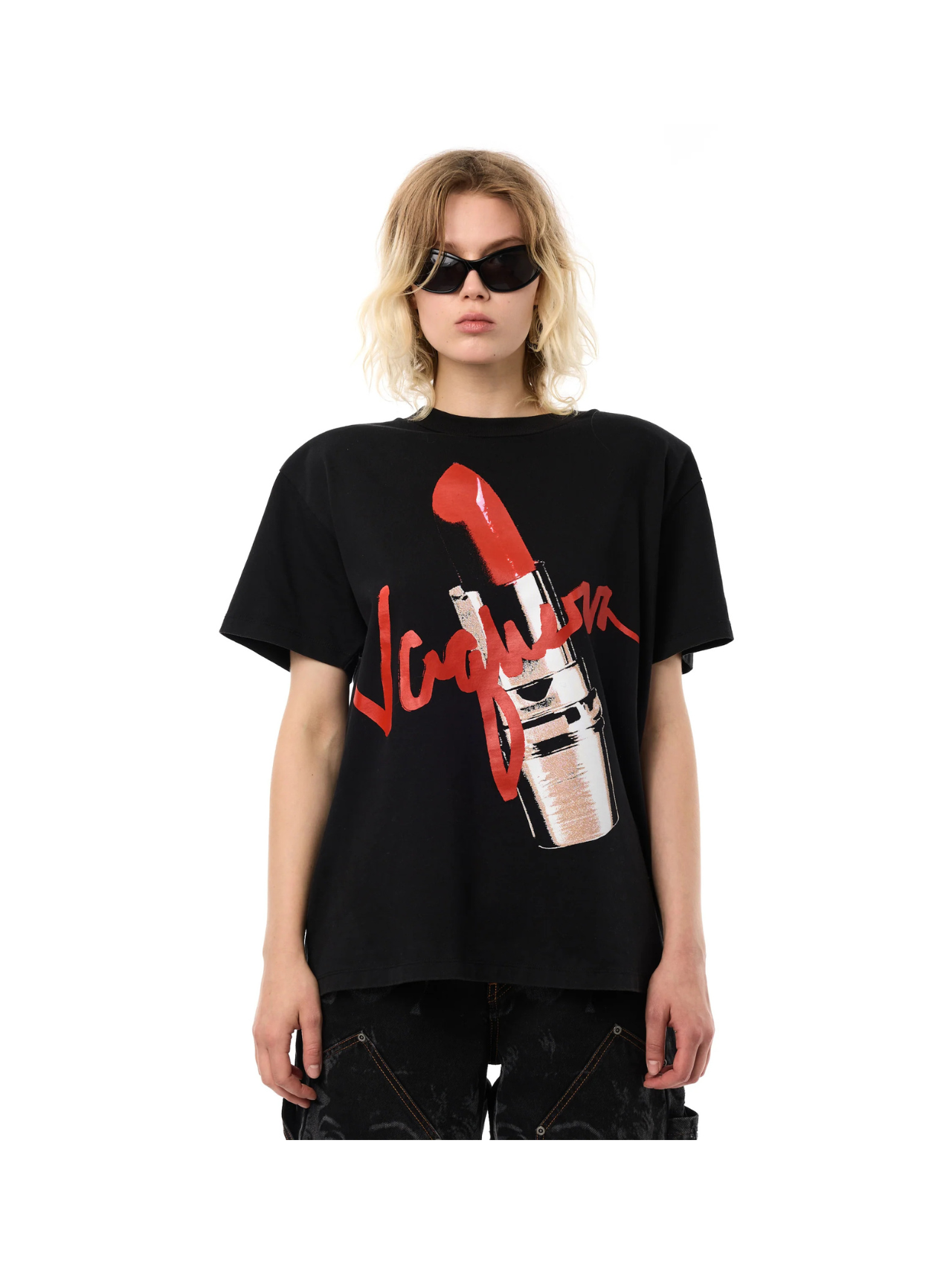 Vaquera Black Oversized Lipstick T-Shirt