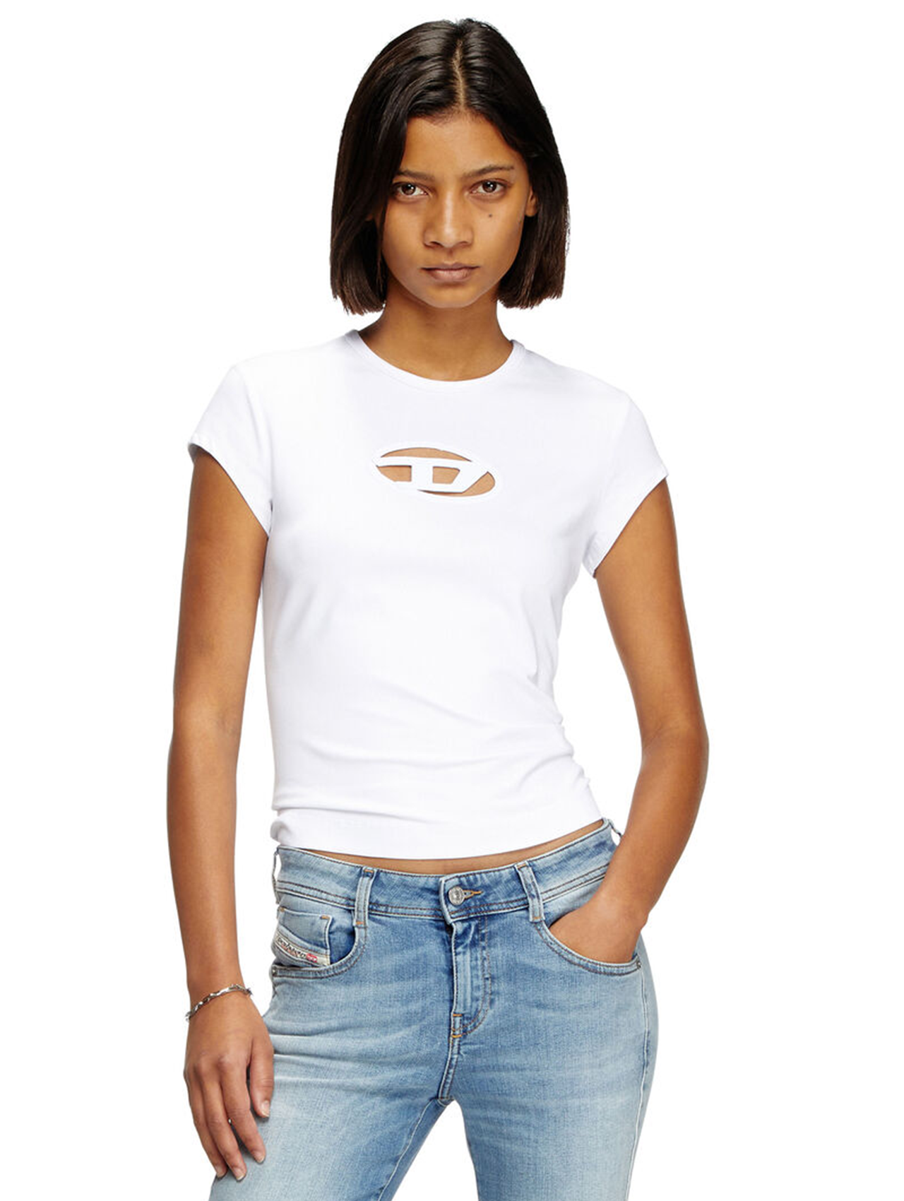 Diesel White T-Angie Cut-Out Logo T-shirt