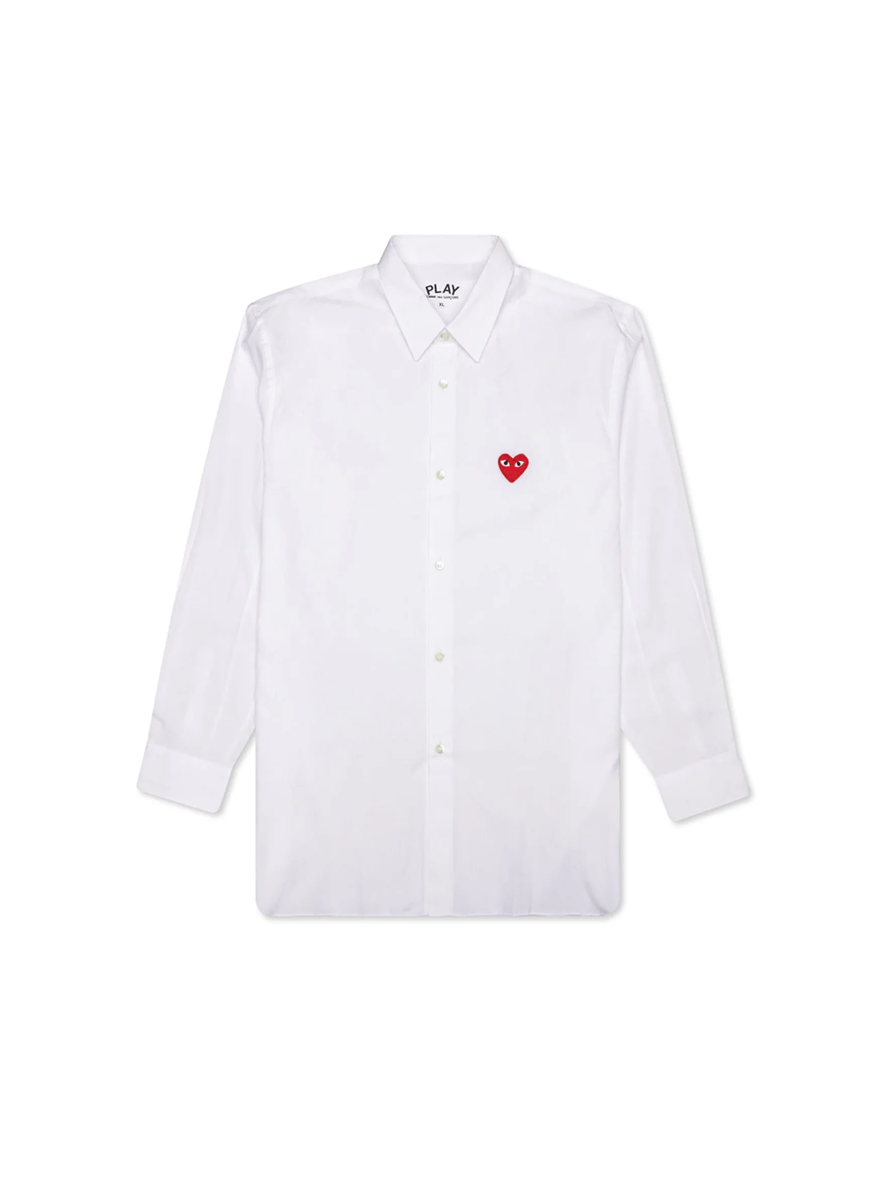 CDG Play Heart Embroidered White Shirt