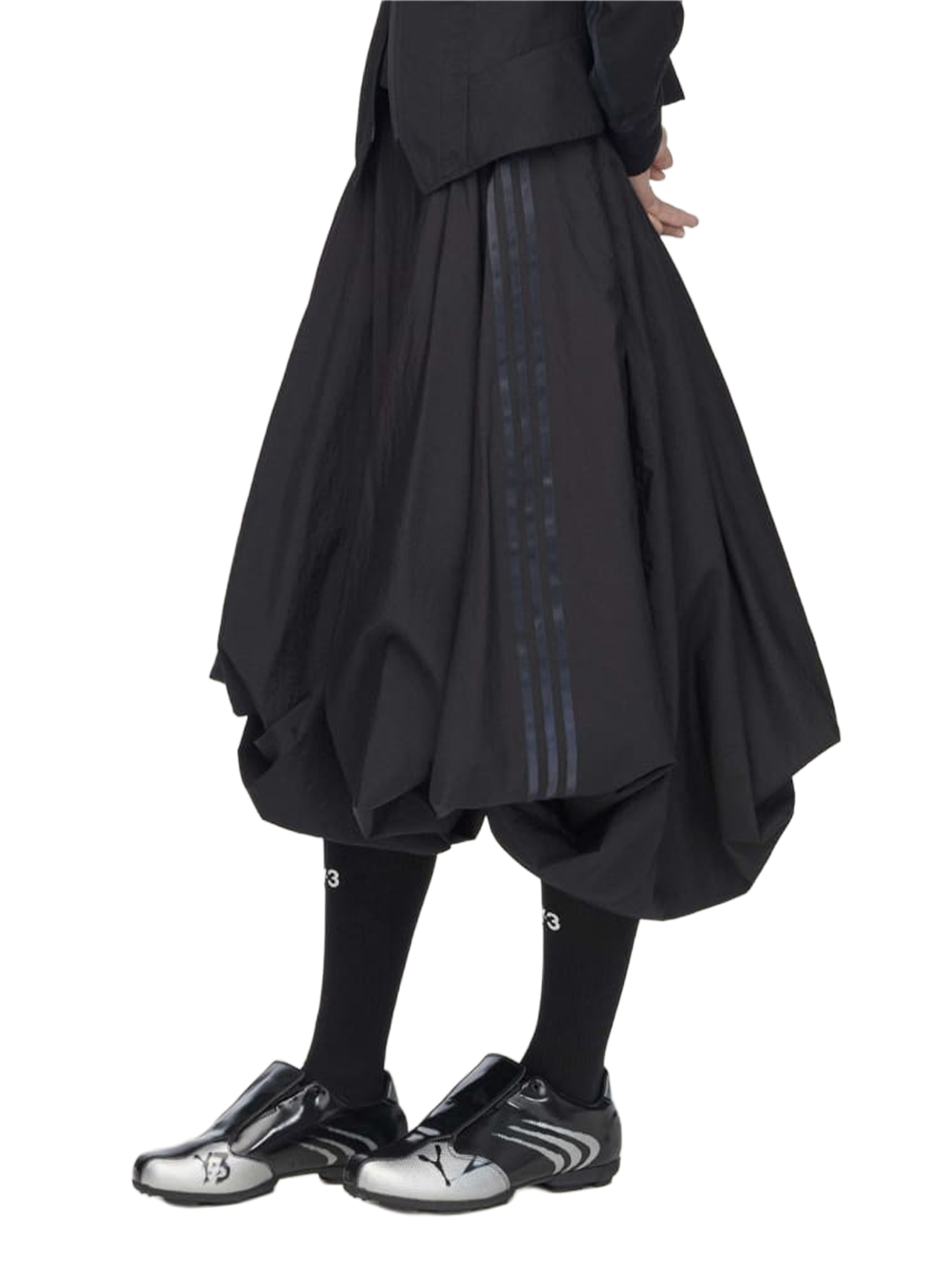 Y-3 Gradient 3-Stripes Nylon Balloon Skirt