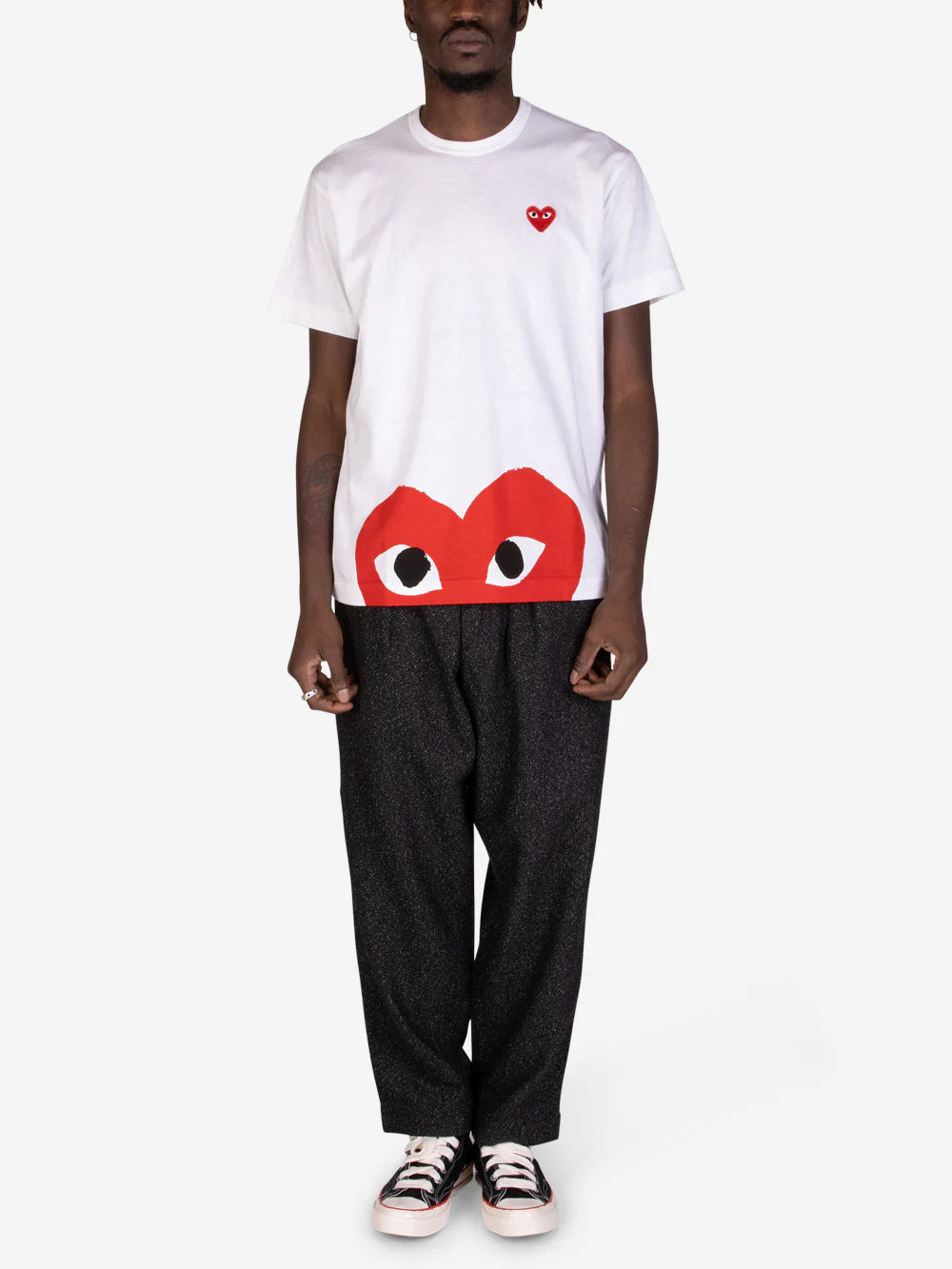 CDG PLAY White Double Heart T-shirt