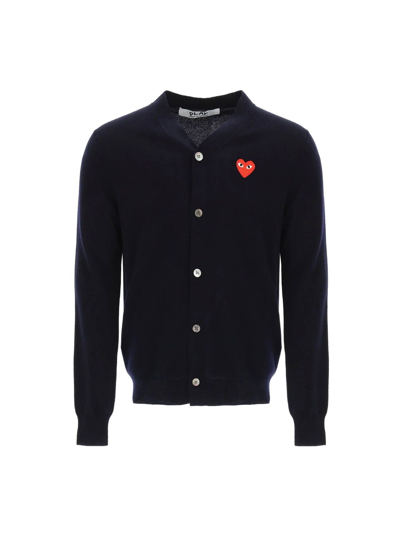 CDG PLAY Navy Embroidered Logo Cardigan