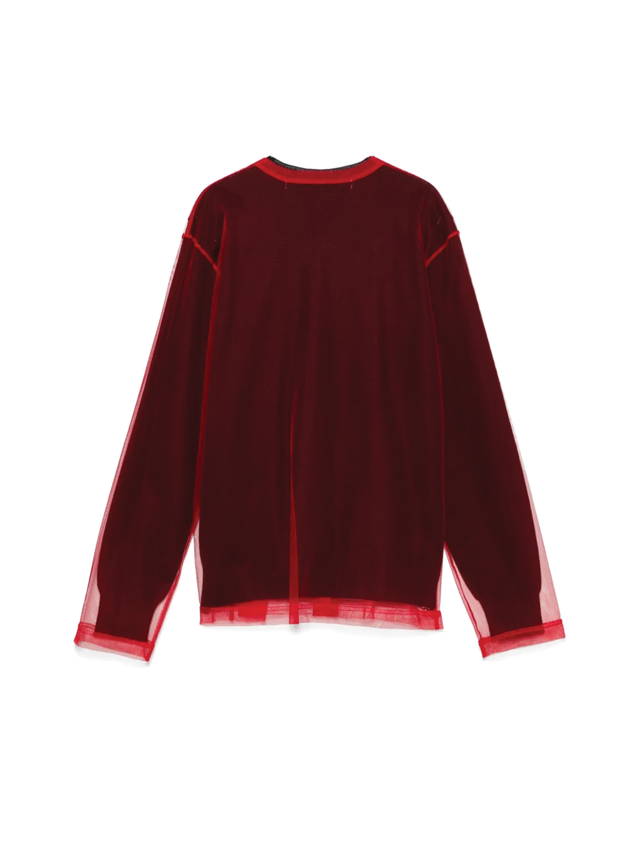 Comme Des Garçons Red Overlay-Mesh Cardigan