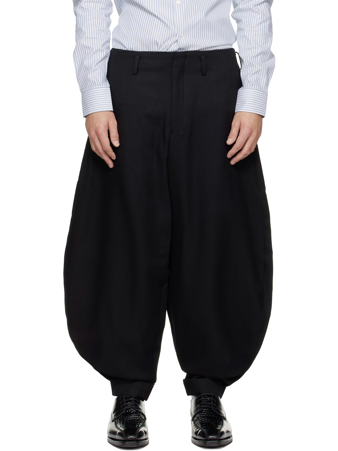 CDG Homme Plus Black Jacquard Striped Balloon Pants