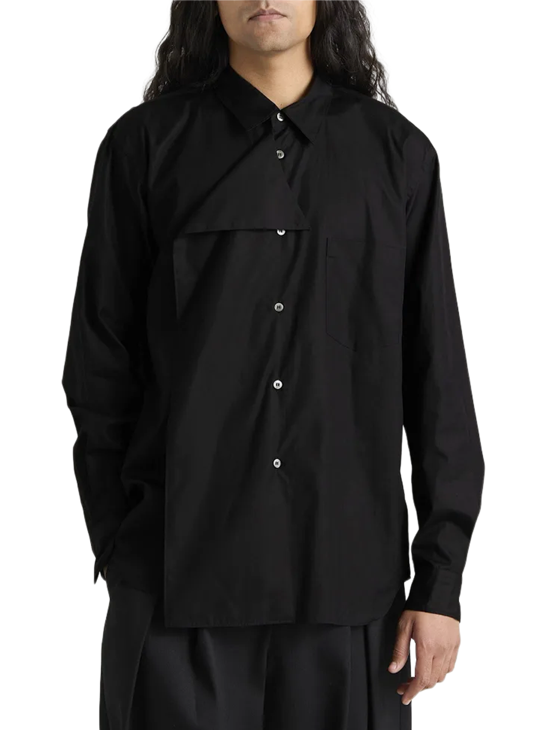 CDG Homme Plus Black Draped Shirt