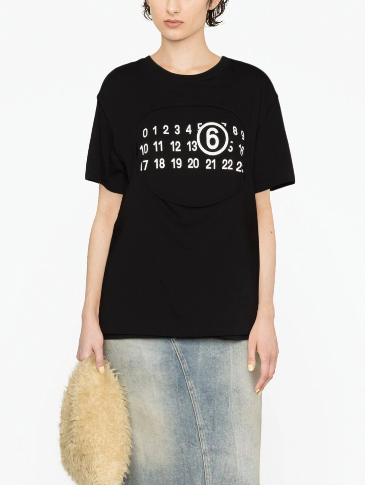 MM6 Black Layered Cut Out T-Shirt