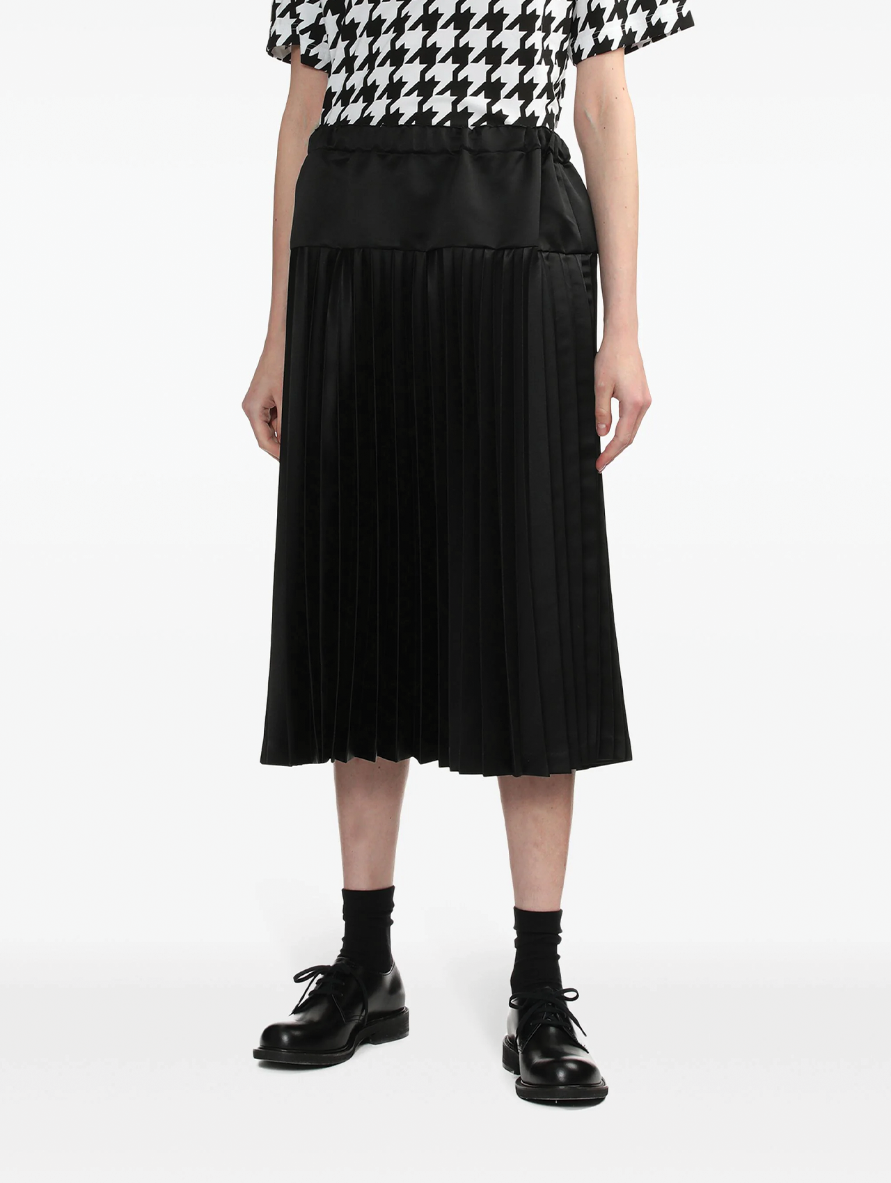 CDG CDG Black Satin Pleated Skirt