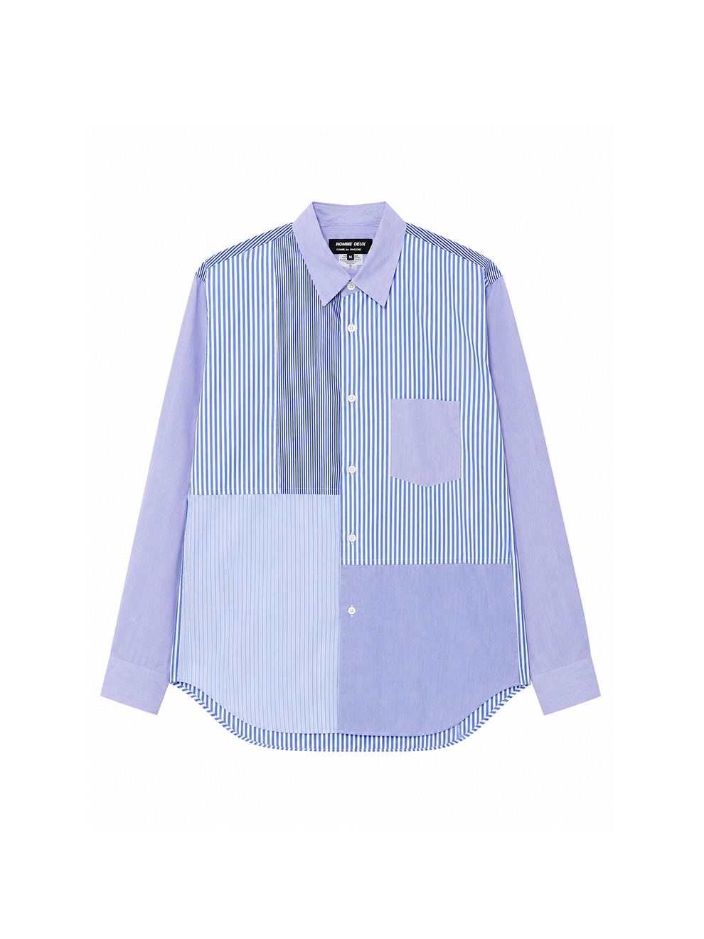 CDG Homme Deux Blue Diagonal Patchwork Shirt
