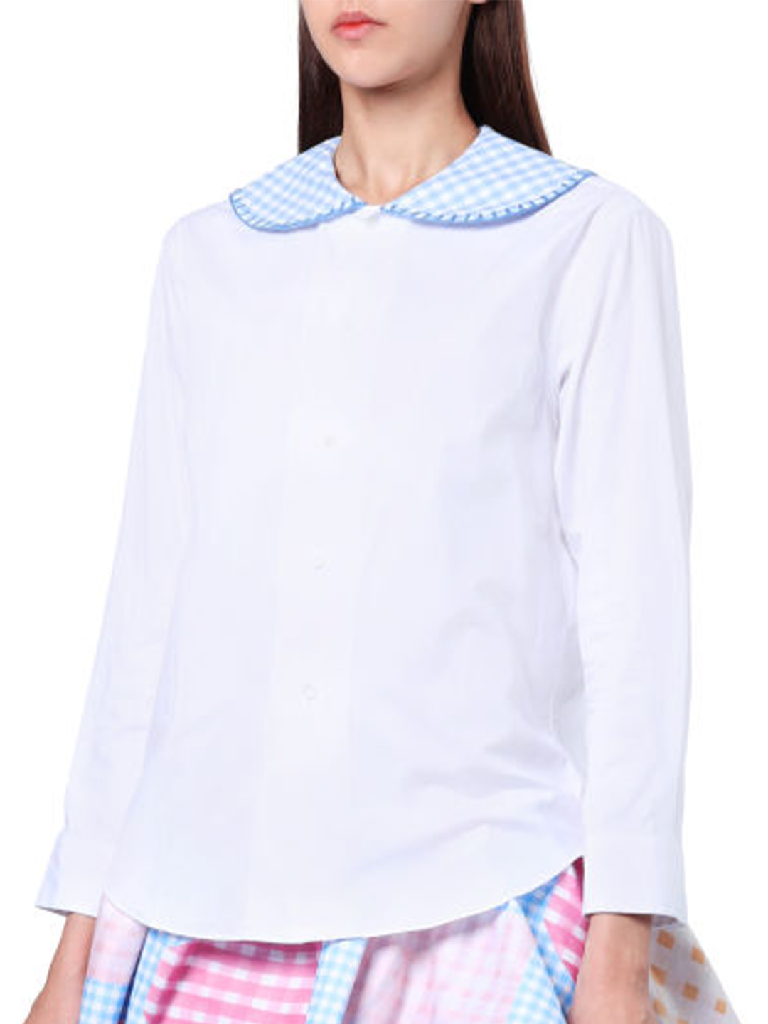 CDG TAO White Gingham Collar Blouse