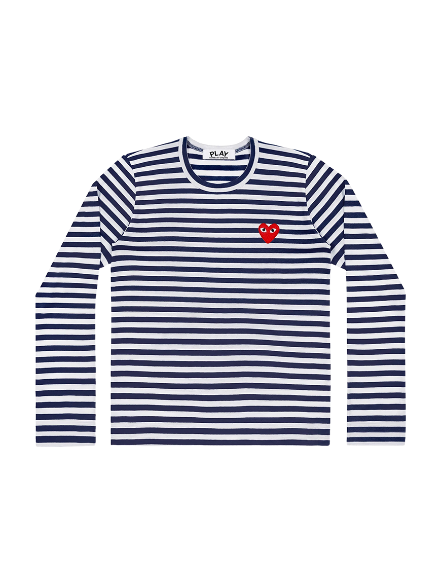 CDG PLAY Navy Stripe Long Sleeve Shirt