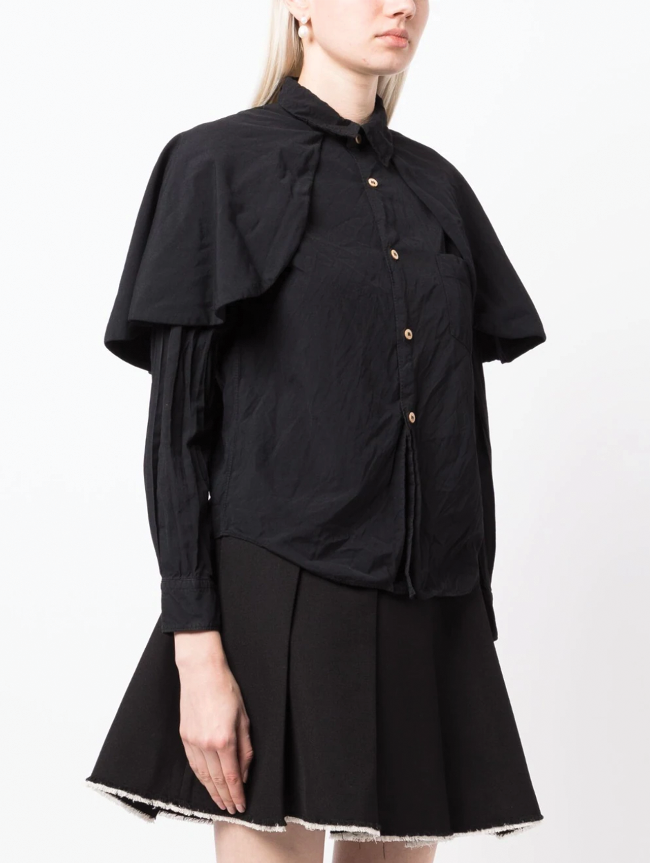 CDG CDG Black Cape Sleeve Blouse