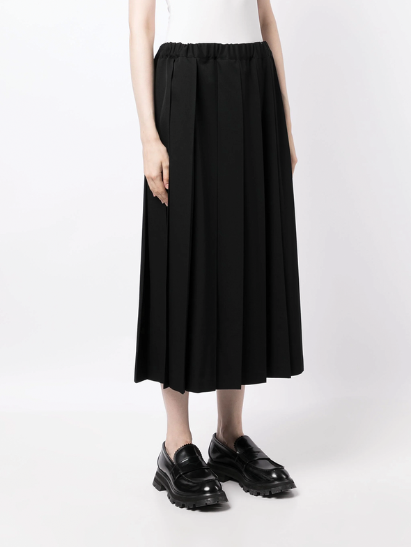 CDG CDG Black Pleated Wool Midi Skirt