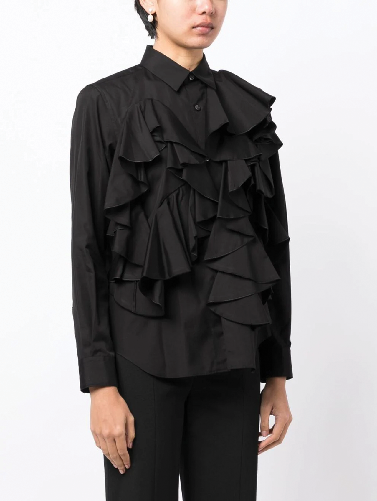 CDG CDG Black Ruffle Detail Blouse