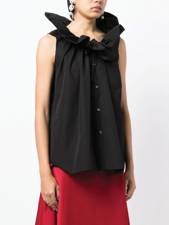 CDG CDG Black Sleeveless Frill Collar Blouse