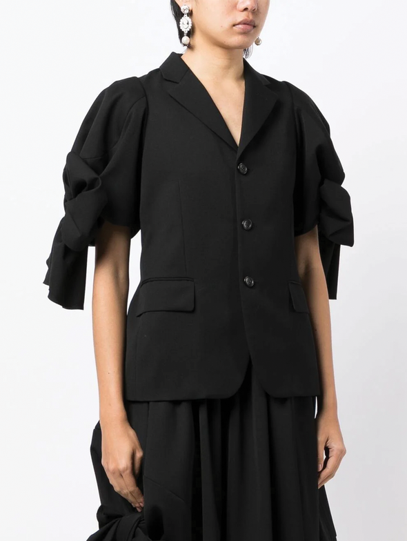 CDG CDG Black Bow Detail Puff Sleeve Blazer