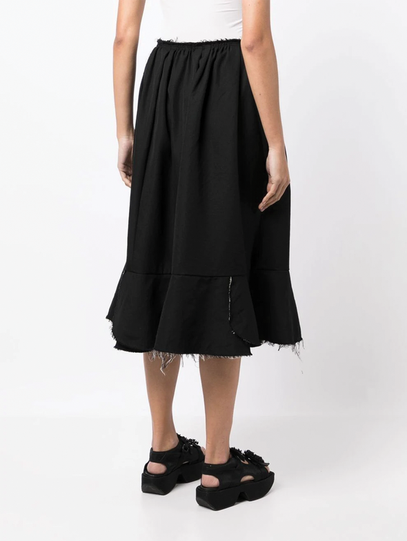 CDG CDG Black Distressed Scallop Hem Skirt