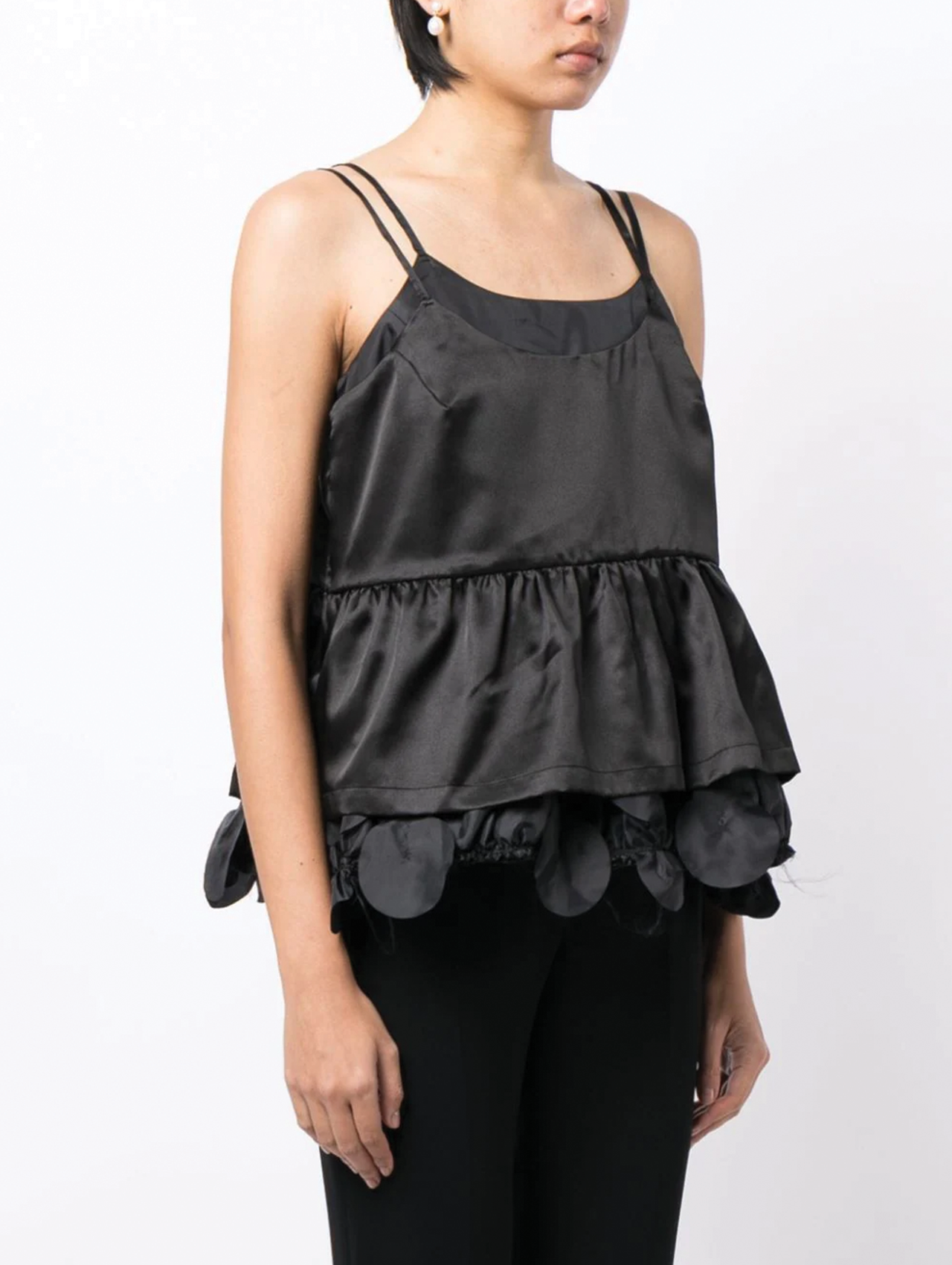 CDG CDG Black Satin Peplum Top