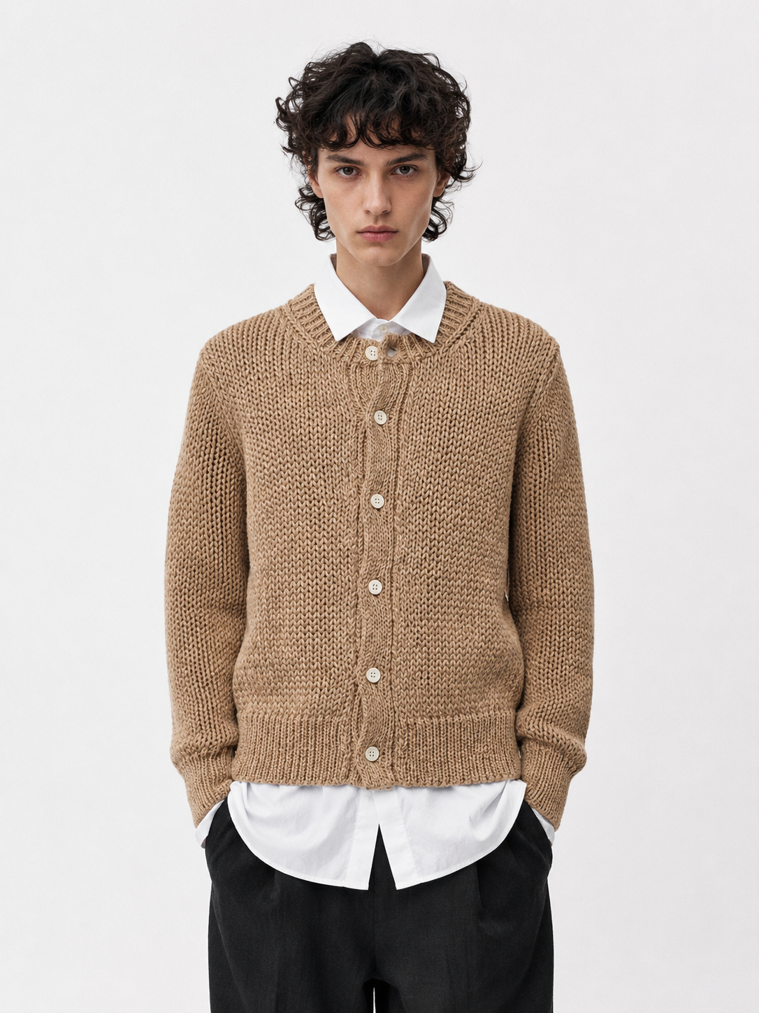 Comme Des Garçons Ecru Jute Cardigan