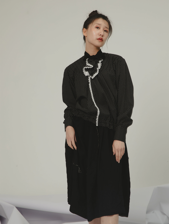 CDG CDG Black Raw Cut Out Detail Skirt