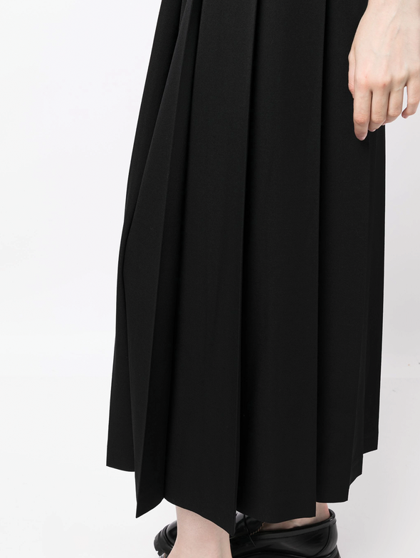 CDG CDG Black Pleated Wool Midi Skirt