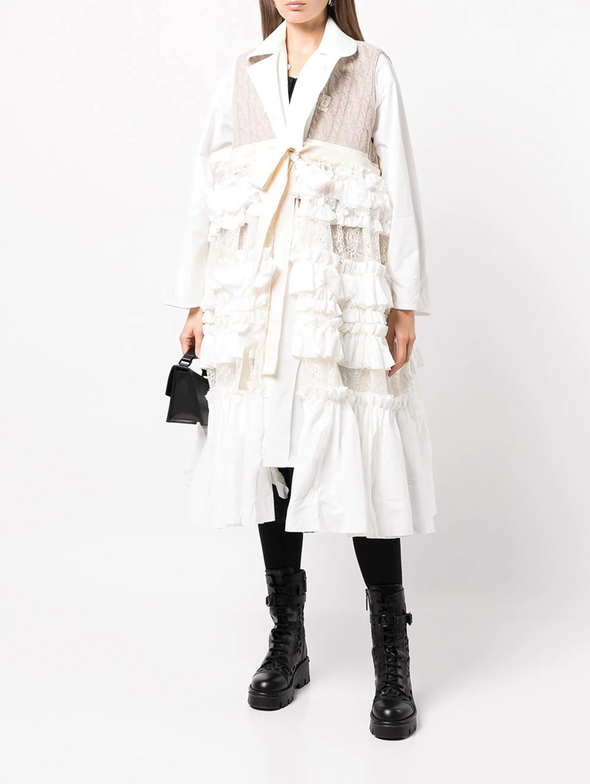 CDG TAO White Lace Reversible Trench Coat