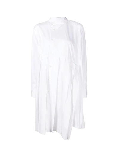 CDG CDG White Asymmetric Pleated Shirt